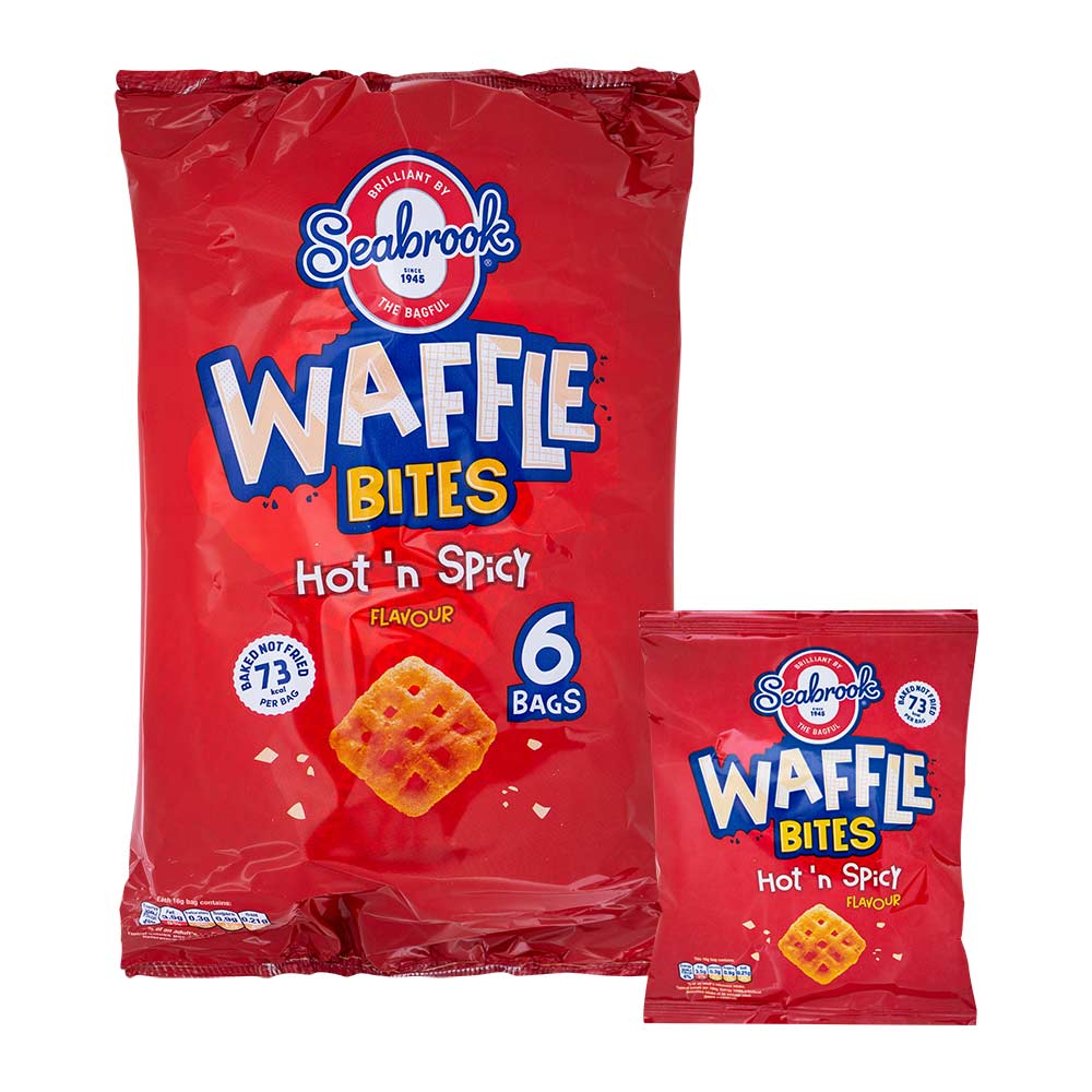 Seabrook Baked Waffle Bites Hot 'n Spicy Flavour 16g x 6 Pack