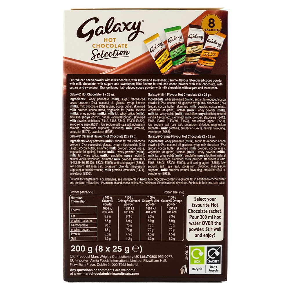 Galaxy Hot Chocolate Selection 25g x 8 Pack