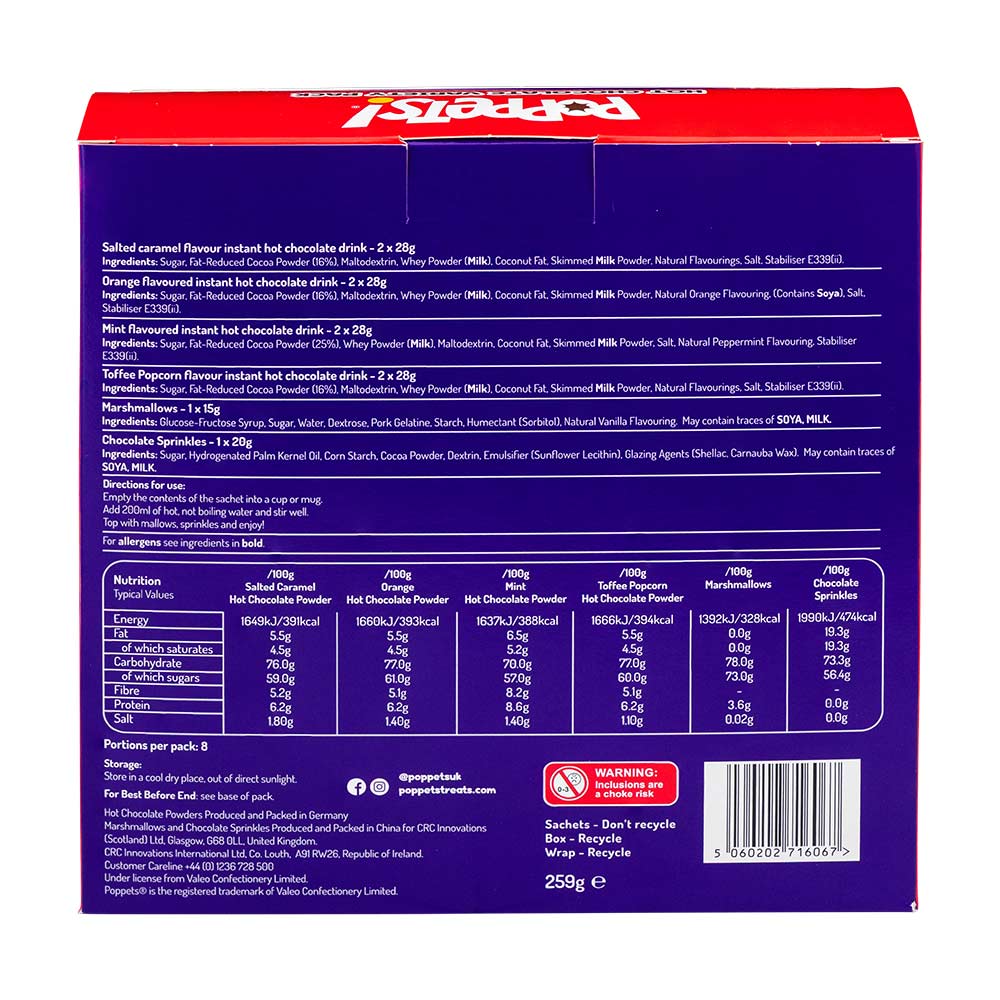 Poppets Hot Chocolate Variety 32.3g x 8 Pack