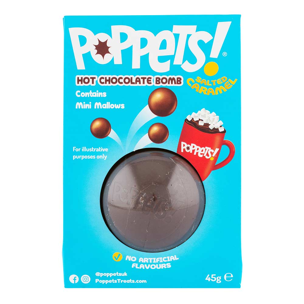 Poppets Salted Caramel Hot Chocolate Bomb With Mini Mallows 45g