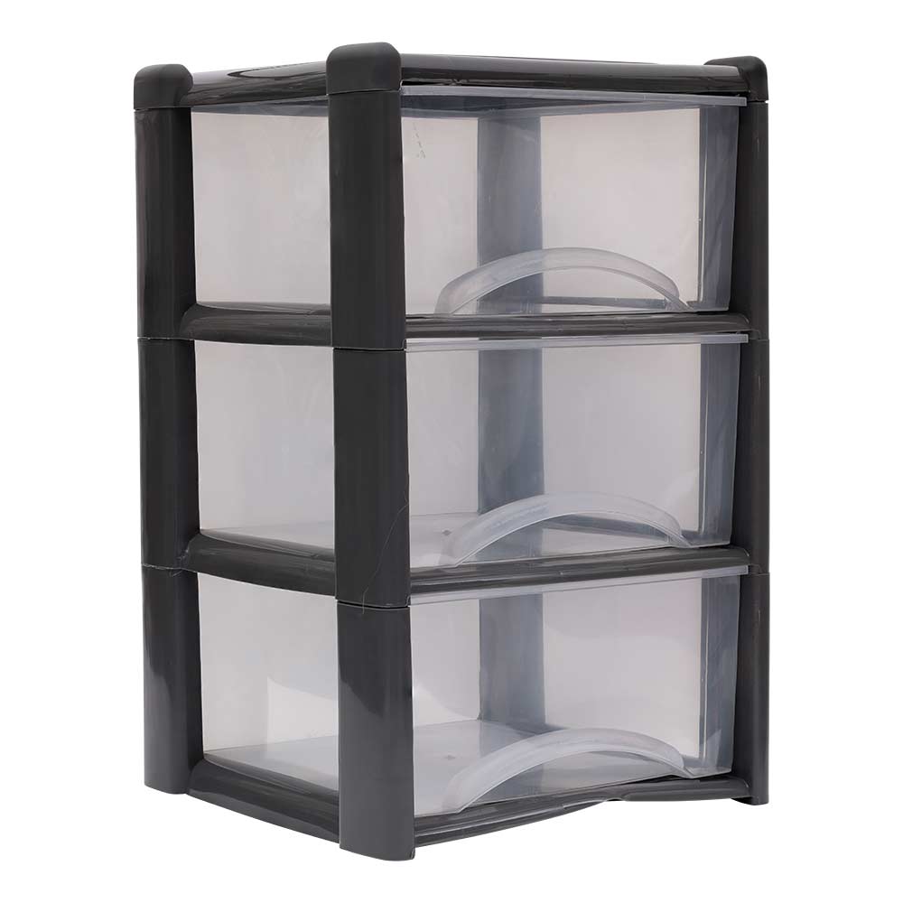 3 Drawer Plastic Storage Tower Grey