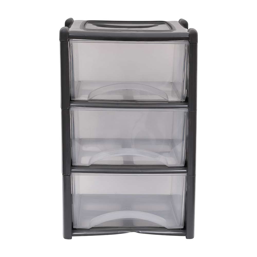 3 Drawer Plastic Storage Tower Grey