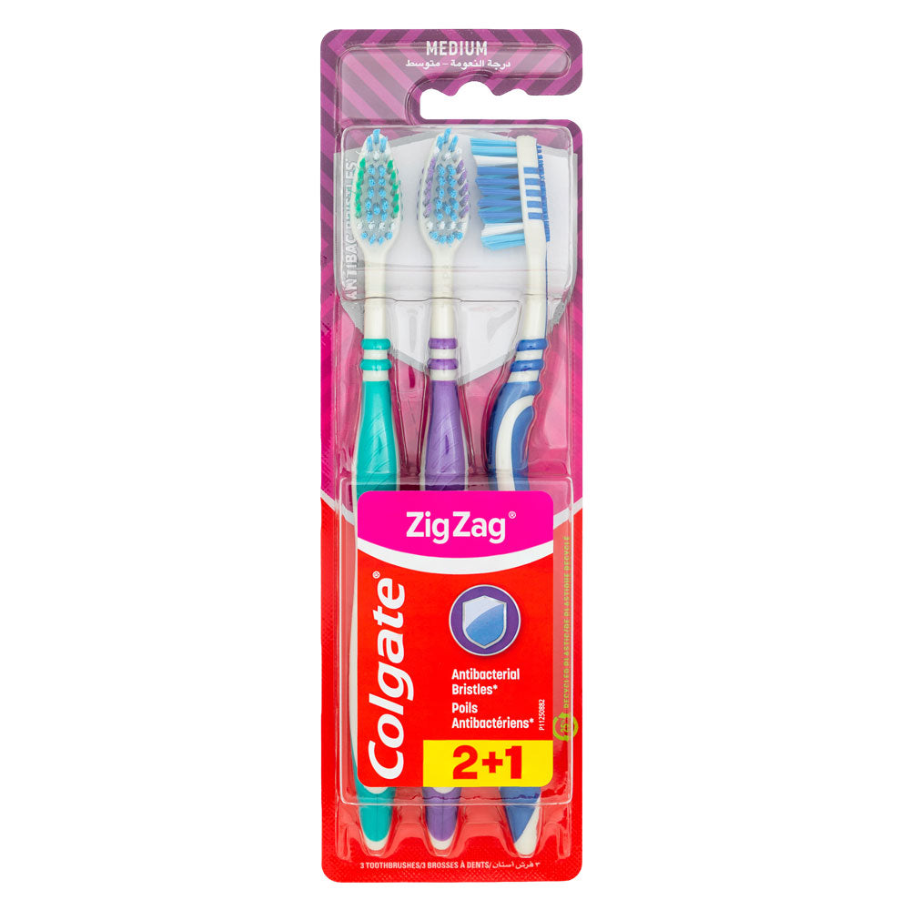 Colgate ZigZag Medium Toothbrush 3 Pack