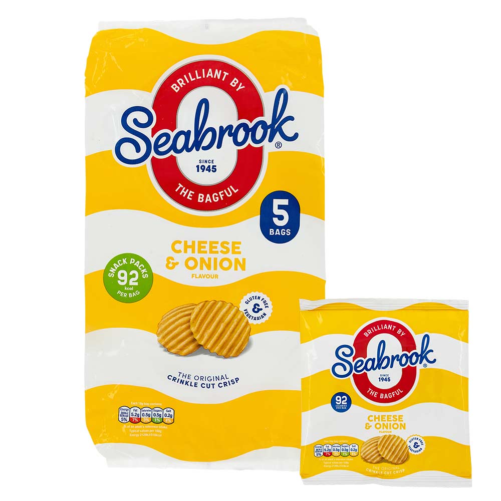 Seabrooks Cheese & Onion Crisps 5 x 18g Pack