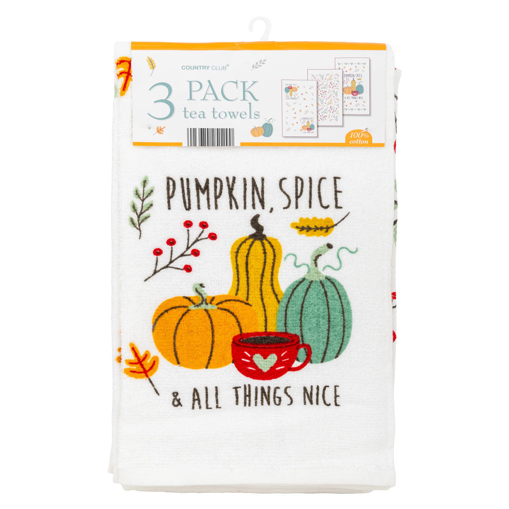 3 Pack Halloween Autumnal Tea Towels
