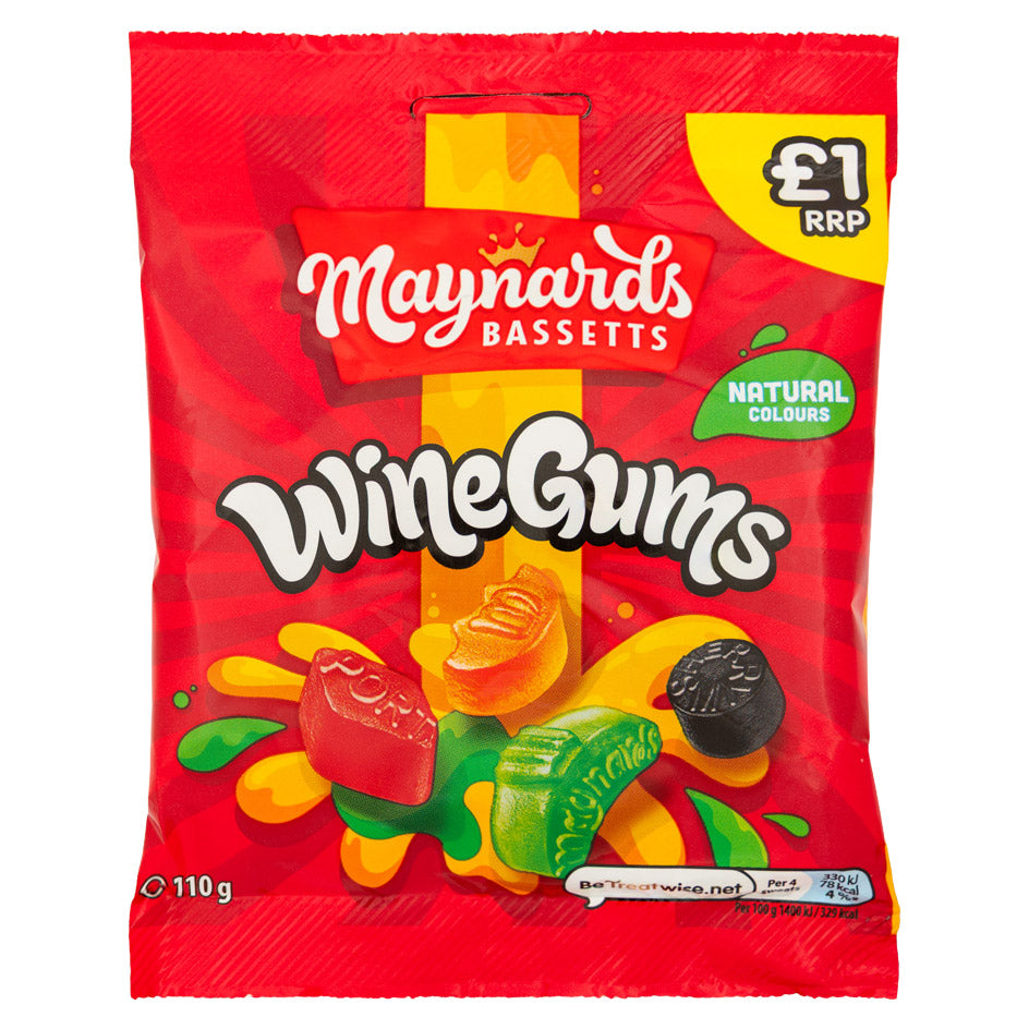 Maynards wine gums 110g on a white background