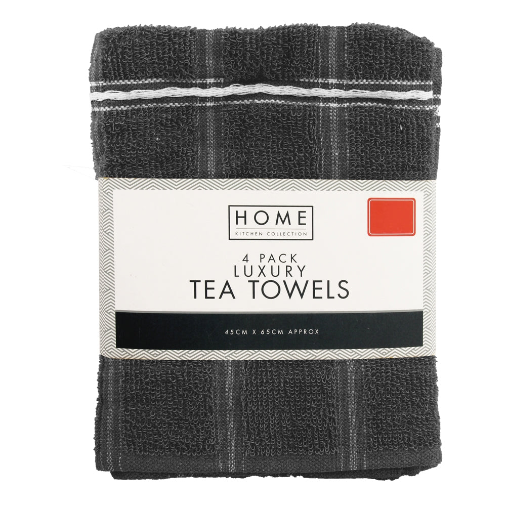 4 Pack Dark Grey Luxury Tea Towels 324889-DGREY
