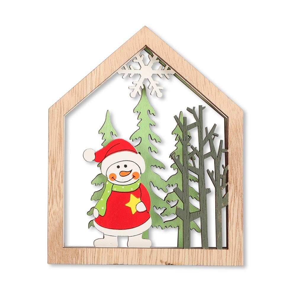 Wooden Christmas Scene Hanger 331897-SNOWMAN