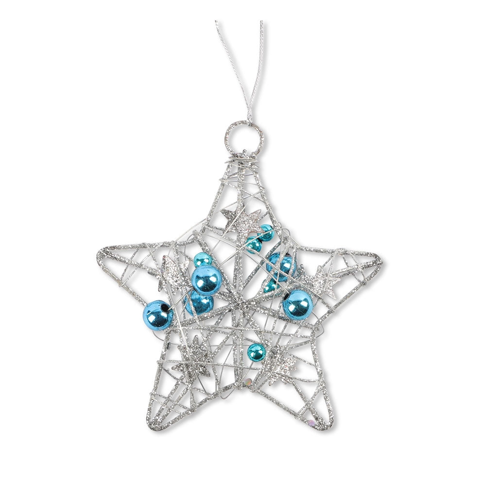 Silver Wire Beaded Star 332093-SILVER STAR