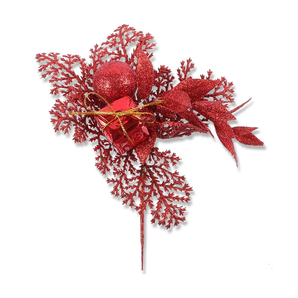 Red Glitter Berry And Box Pick 339077-RED