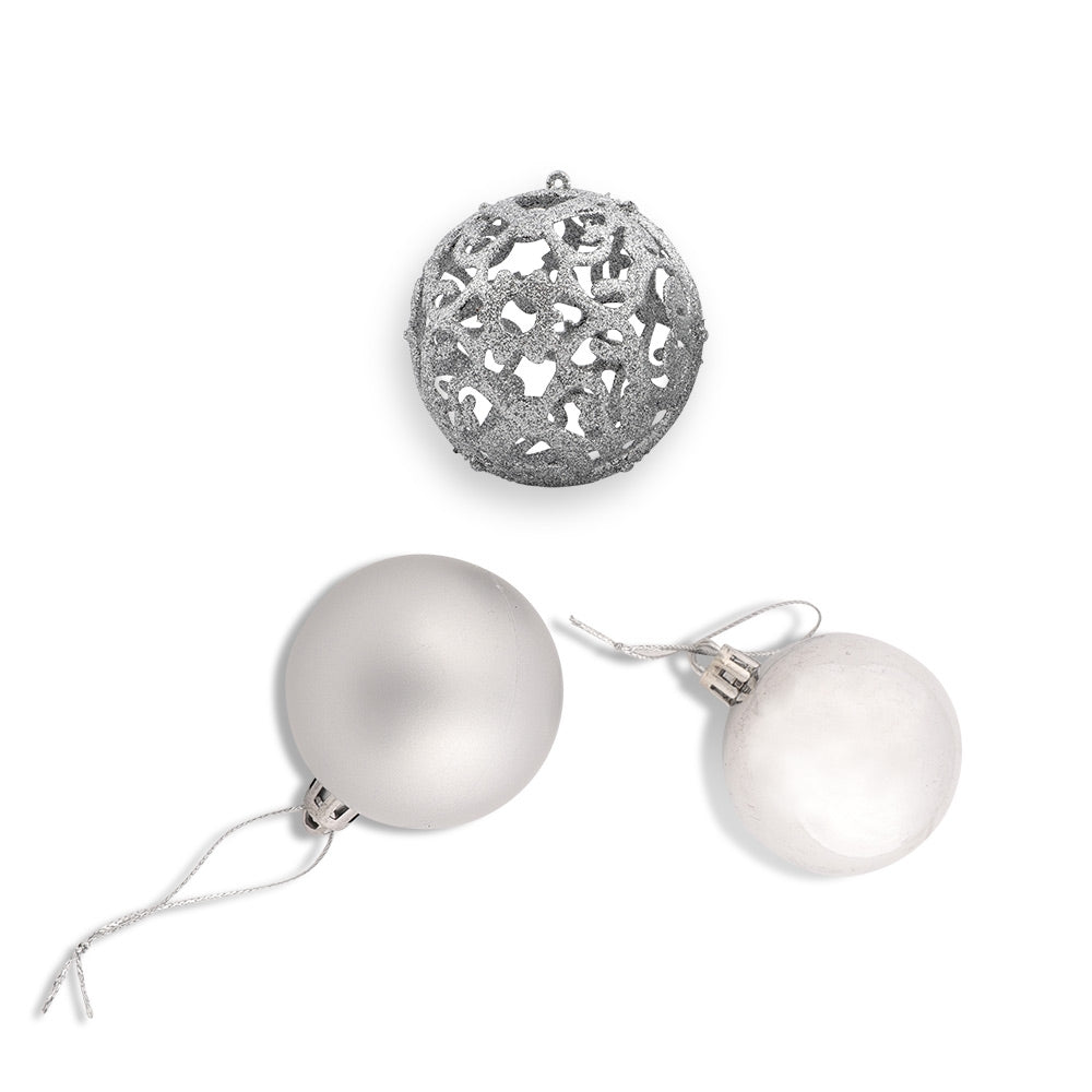 Silver Baubles 12 Pack | Poundstretcher 331163