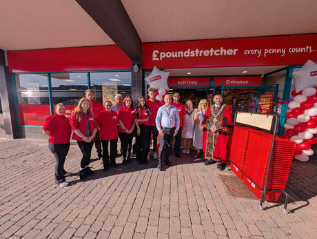 Staff pose outside the new Poundstretcher Swanley store