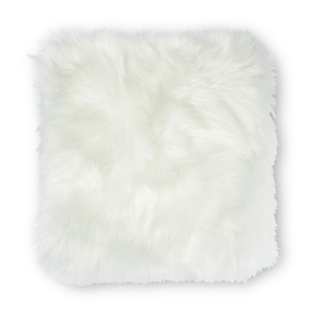 Faux Mongolian Cushion White 329576-WHITE