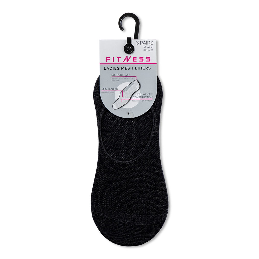 Black 3 Pack Ladies Fitness Socks 329714-BLACK