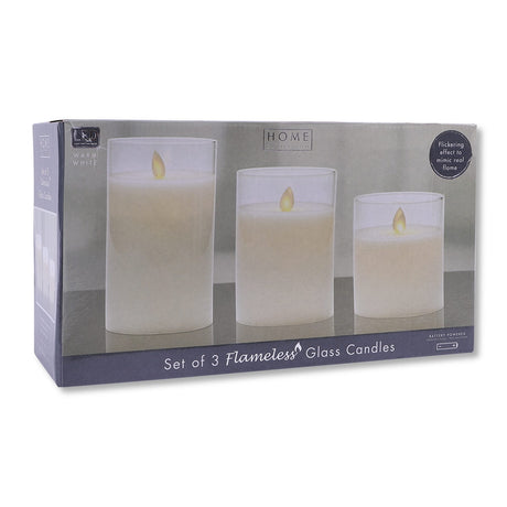 3 Led Flameless Glass Candles 326262