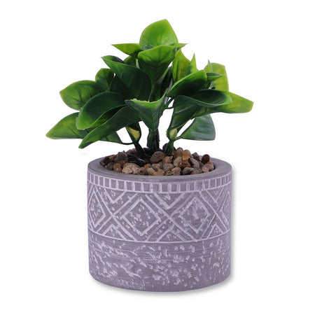 Patterned Grey Pot With Fake Plant 329792-PATTERNED-GREY-POT-WITH-FAKE-PLANT
