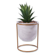 Marble Pot On Stand With Fake Succulent White 329438-MARBLE-POT-ON-STAND-WITH-FAKE-SUCCULENT-WHITE
