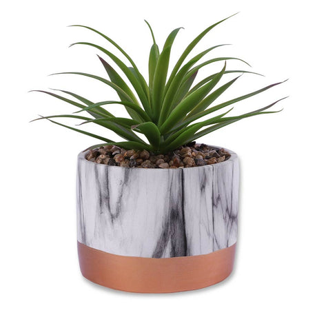 Marble Pot With Succulent Fake Plant Light Gold 329794-MARBLE-POT-WITH-SUCCULENT-FAKE-PLANT-LIGHT-GOLD