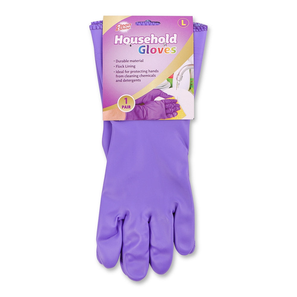 Clean & Shine Large Purple Household Gloves 329402-PURPLE
