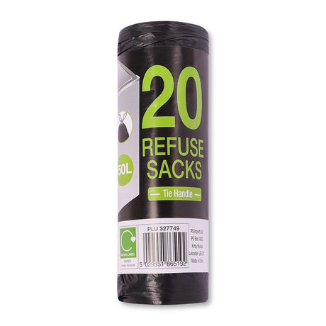 20 Tie Handle 50L Refuse Sacks 327749