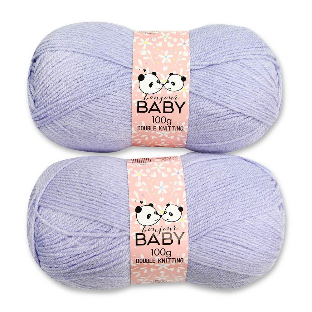Double Knit Yarn Baby Pastel Lilac 2X100G 322480-BABY-PASTEL-LILAC