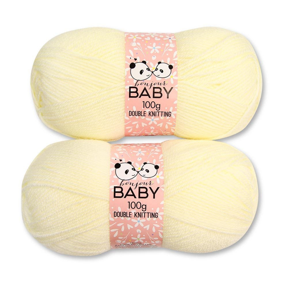 Double Knit Yarn Baby Pastel Yellow 2X100G 322480-BABY-PASTEL-yellow