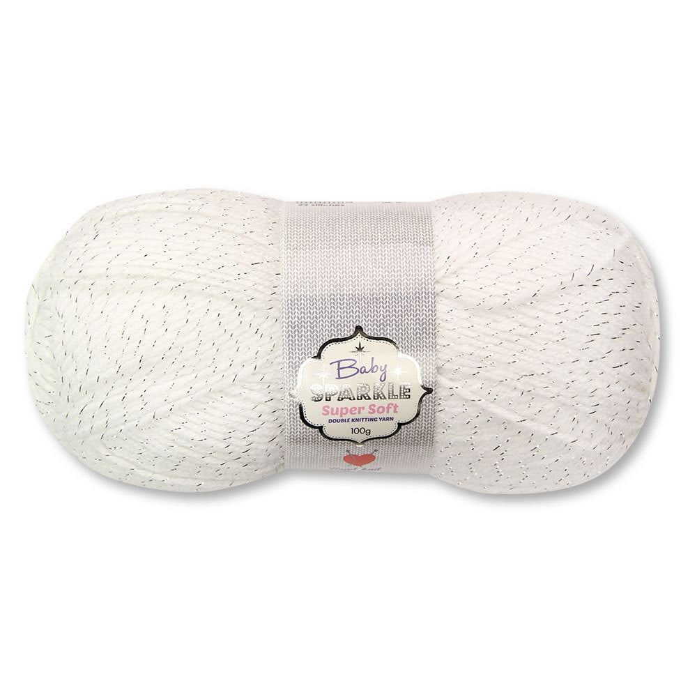 Baby Sparkle Knitting Yarn 2X100G White 325363-WHITE