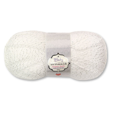 Baby Sparkle Knitting Yarn 2X100G White 325363-WHITE
