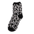 Ladies Black And White Leopard Print Snuggle Socks  332665-BLACK/WHITE 