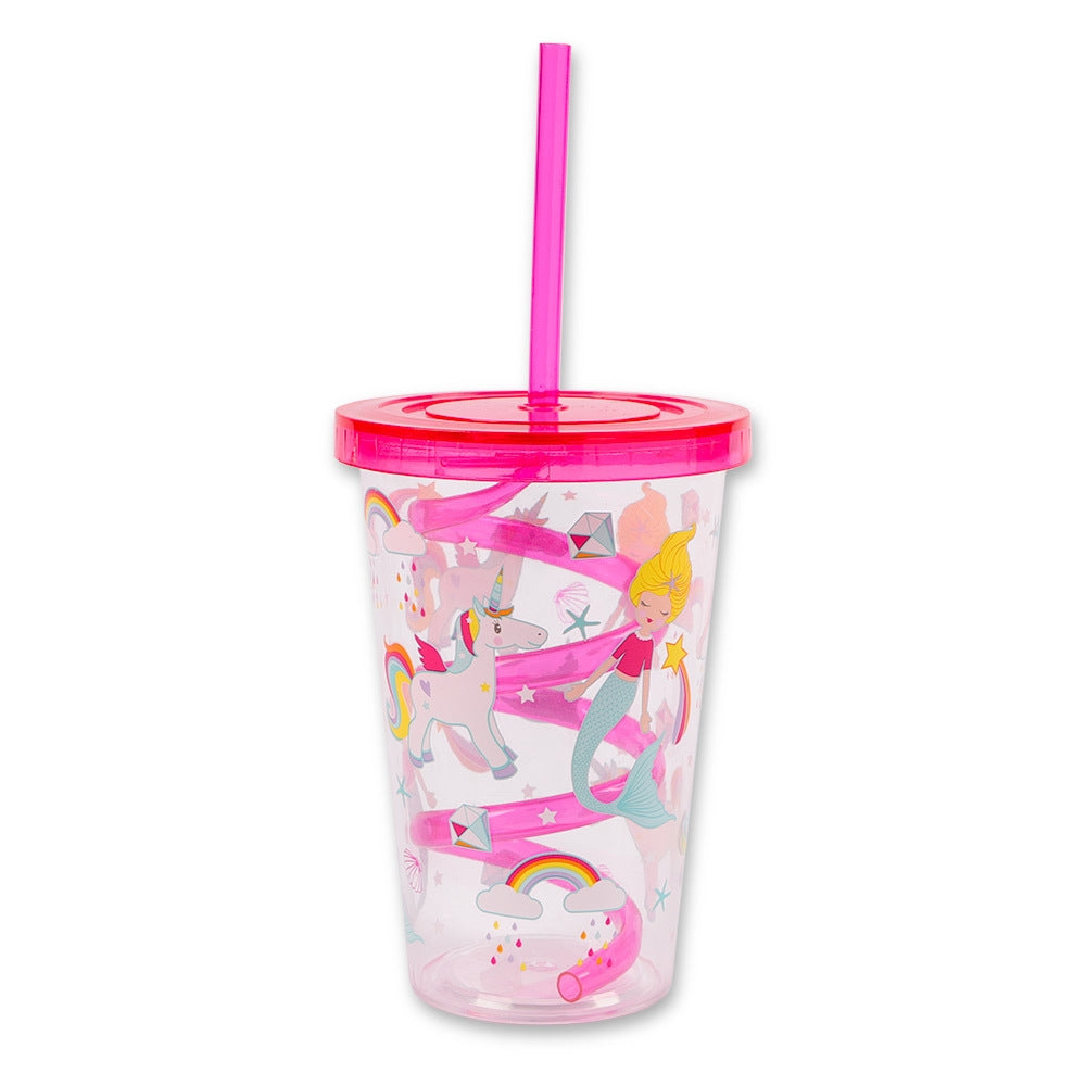 Spiral Straw Cup Unicorn Mermaid 325895