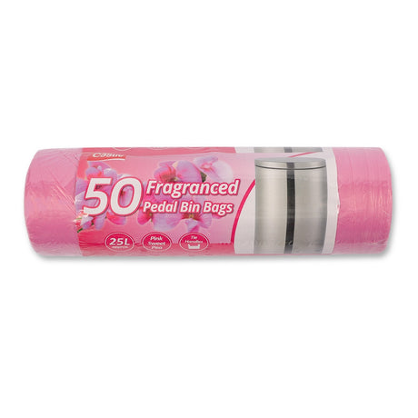 Fragranced Swing Bin Bags 25 Litres 50 Pack Pink Sweet Pea 326037-PINK-SWEET-PEA
