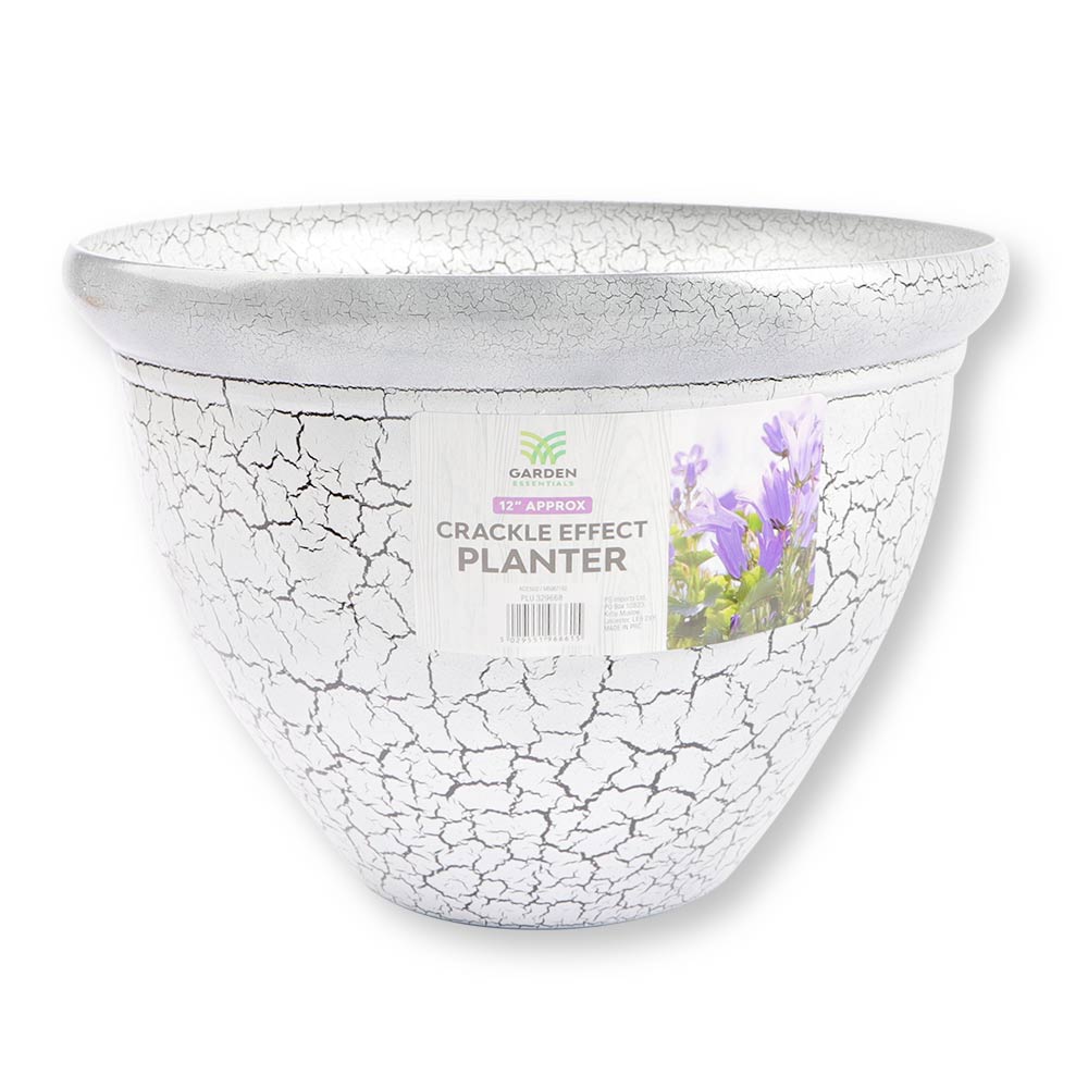 Crackle effect 12 inch planter on a white background