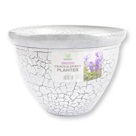 Crackle effect 12 inch planter on a white background