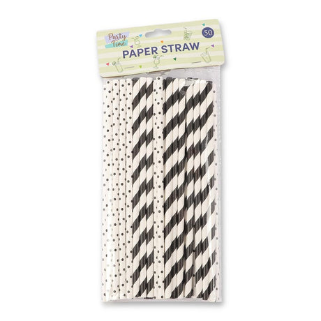 Paper Straws Black 50 Pack 330268-BLACK