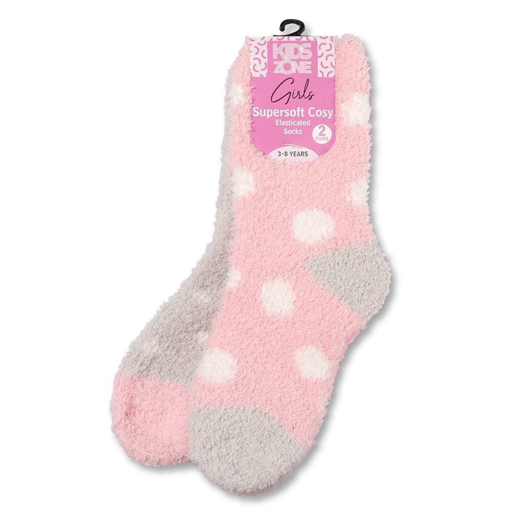 Girls Cosy Socks Pink Dots 2 Pack 339528-PINK-DOTS