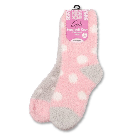 Girls Cosy Socks Pink Dots 2 Pack 339528-PINK-DOTS