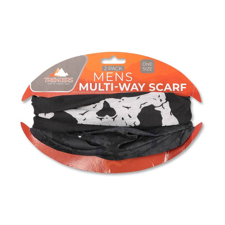 2 Pack Mens Multi-Way Scarf - Skull 333097-SKULL