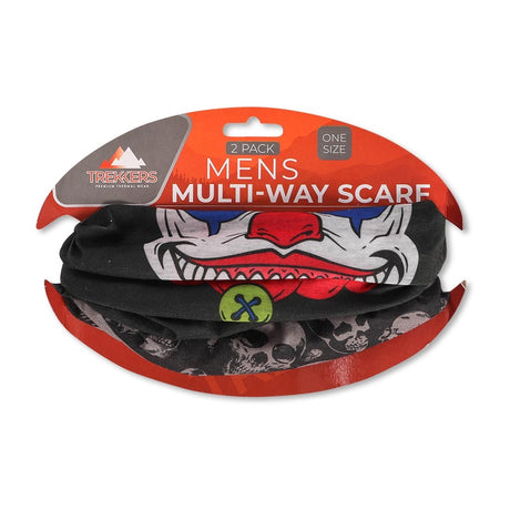 2 Pack Mens Multi-Way Scarf - Clown 333097
