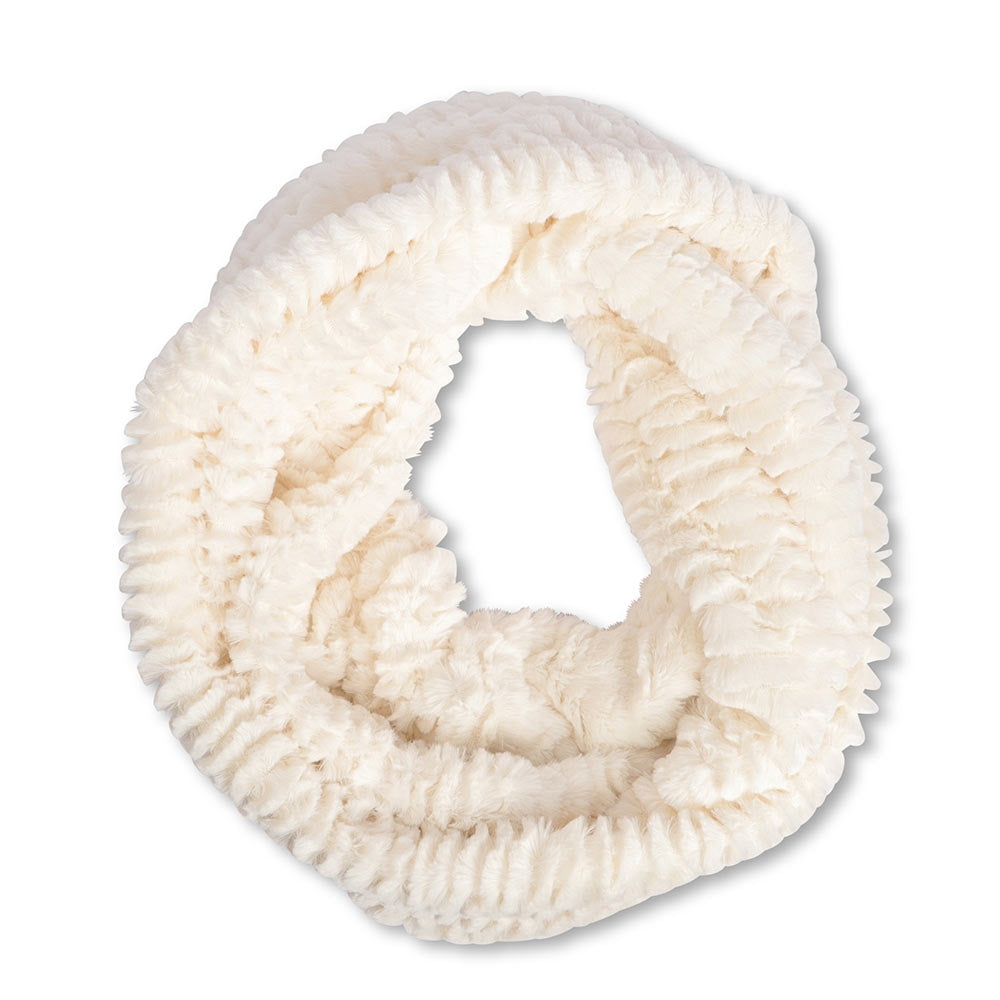 Ladies White Faux Textured Fur Snood  340014