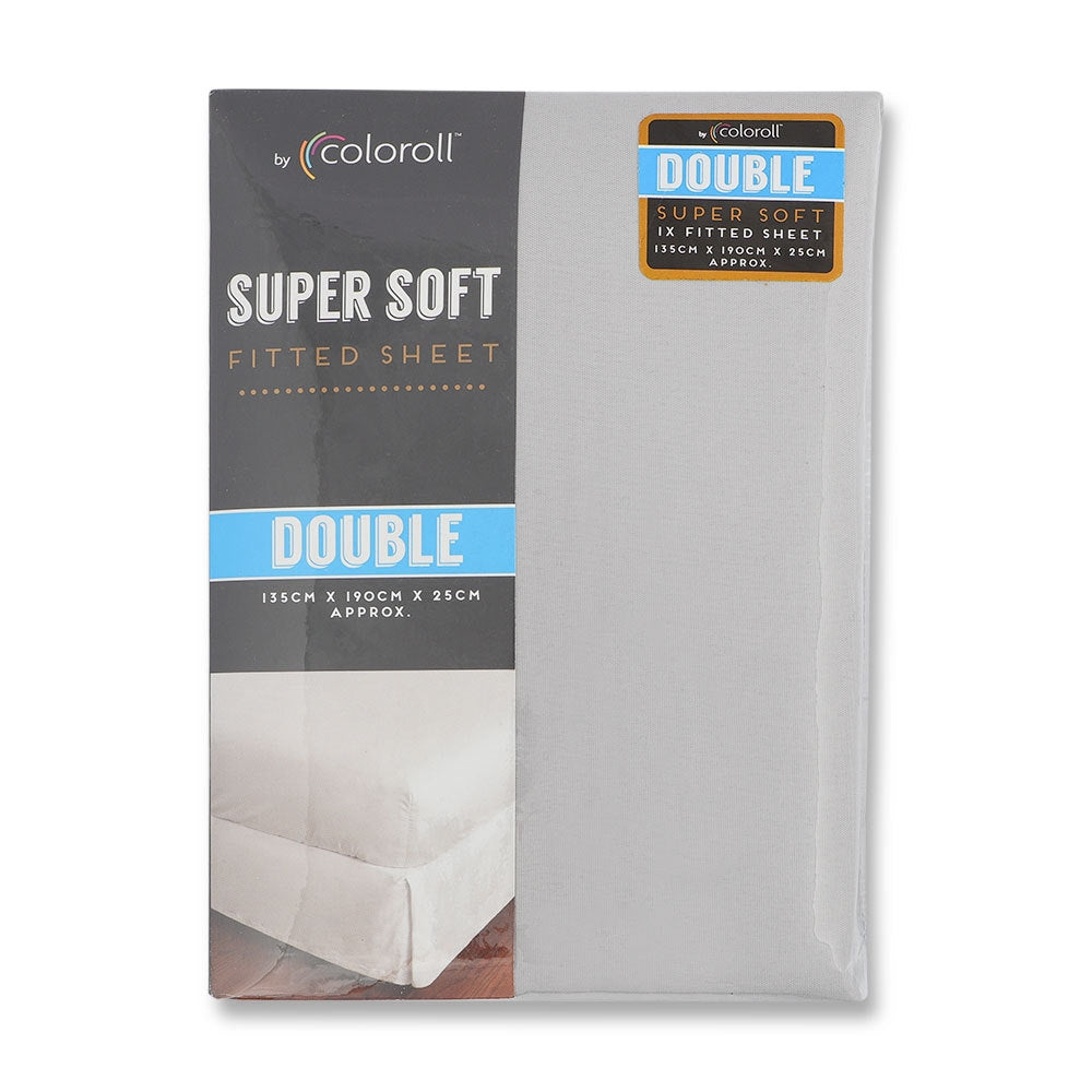 Coloroll Microfibre Silver Double Fitted Sheet  330492