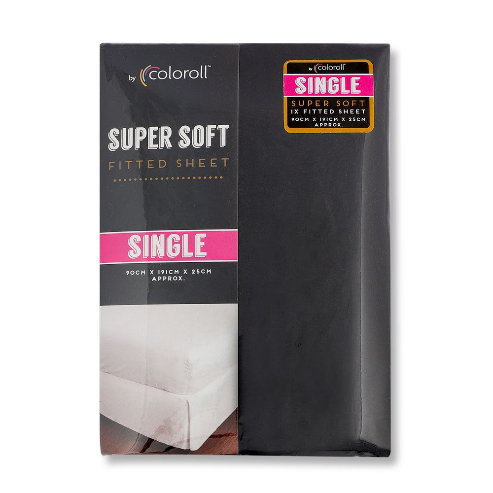 Coloroll Microfibre Black Single Fitted Sheet  330494