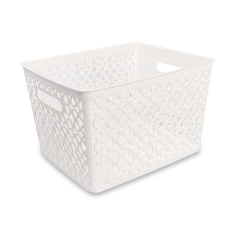 Large White Patterned Basket  294553-WHITE 