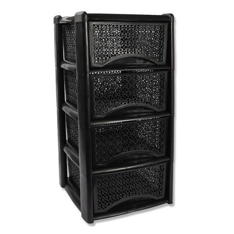 Black Patterned 4 Drawer Storage Tower 314600