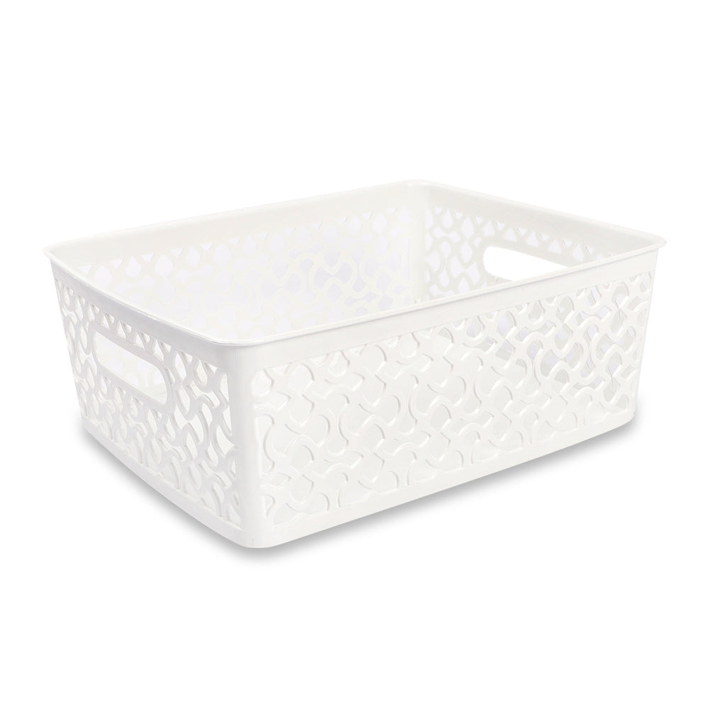 Medium White Patterned Basket  318349-WHITE 