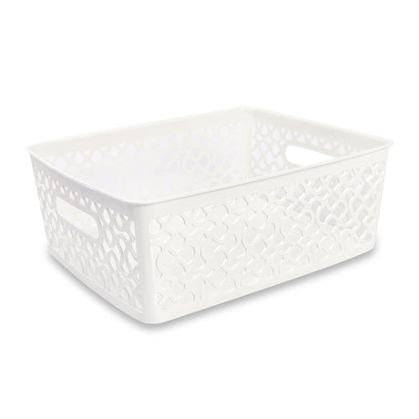 Medium White Patterned Basket  318349-WHITE 