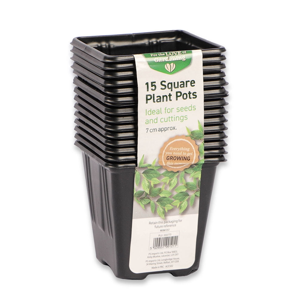 15 Black Square Plant Pots  333770