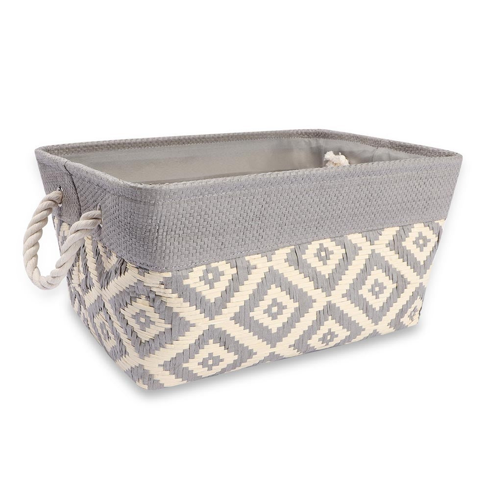 Grey Woven Diamond Basket  334173
