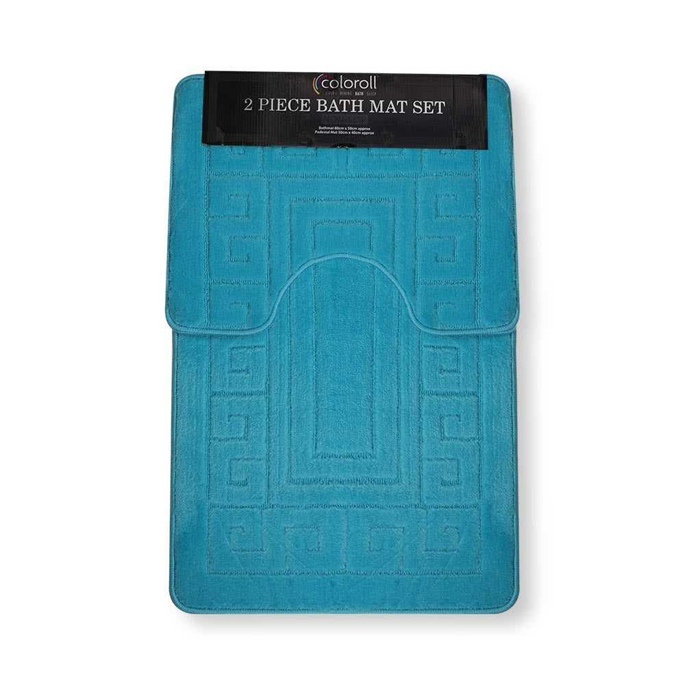 Coloroll Blue 2 Piece Bath Mat Set  315422-BLUE