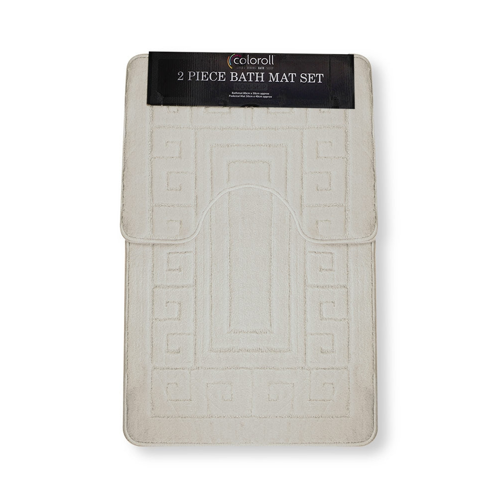 Coloroll Cream 2 Piece Bath Mat Set  315422-CREAM 