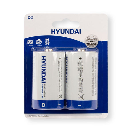 Hyundai Alkaline D Batteries 2 Pack 315676
